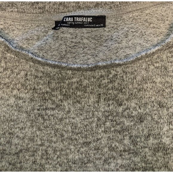 Zara Trafaluc Gray Marl Bell Sleeve Sweater Top Sz S - Picture 6 of 11